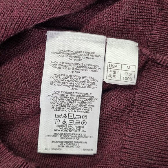 Brooks Brothers Sweater Mens Medium Maroon X Fine Merino Wool Half Zip Pullover - Picture 10 of 11